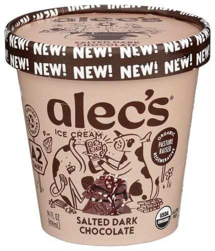 Alec's  Org A2 Ice Cream Salted Dark Chocolate 14oz